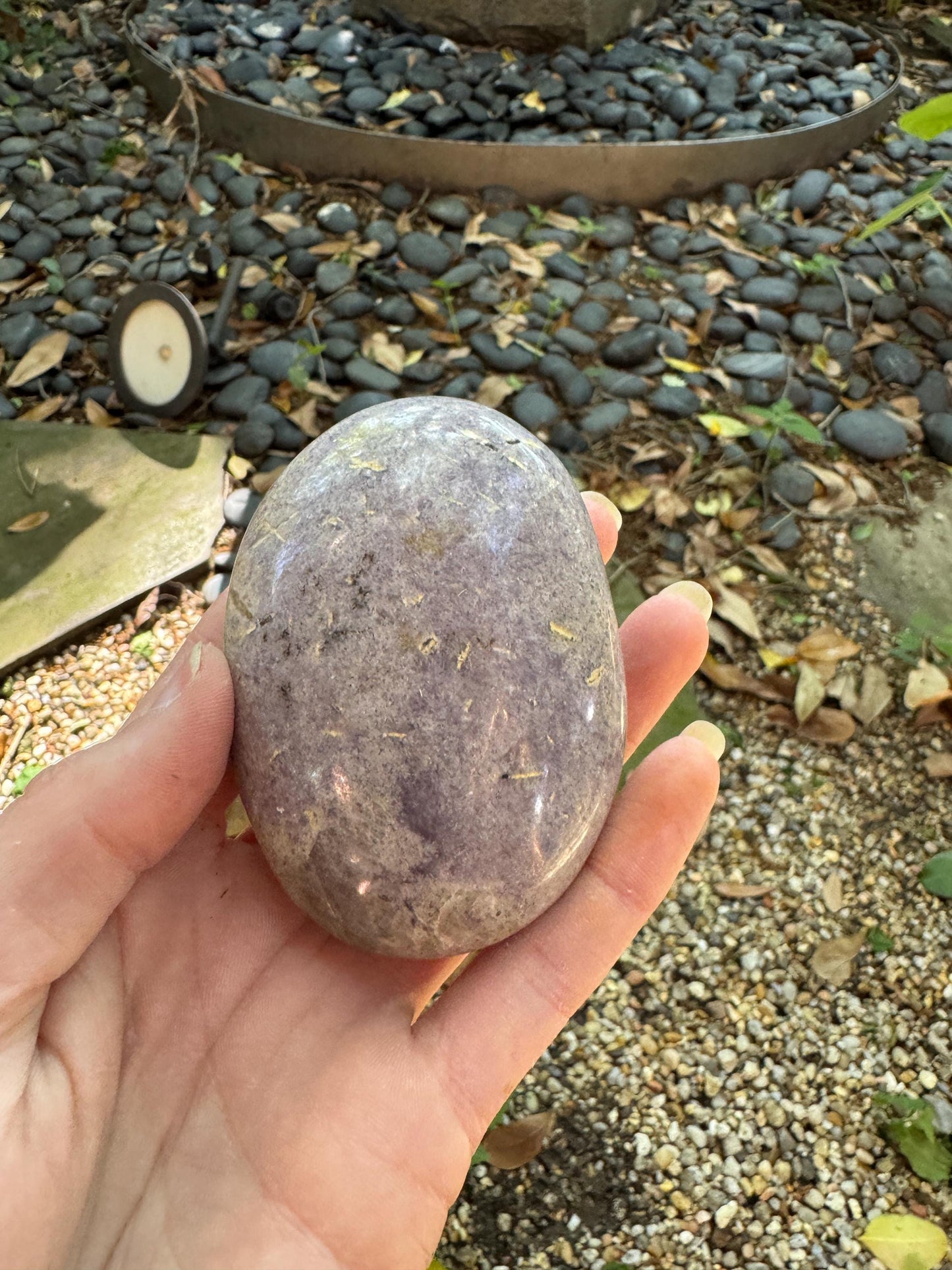 Pale Purple Lepidolite Palm Stone Specimen 237.9g From Madagascar Mineral Crystal