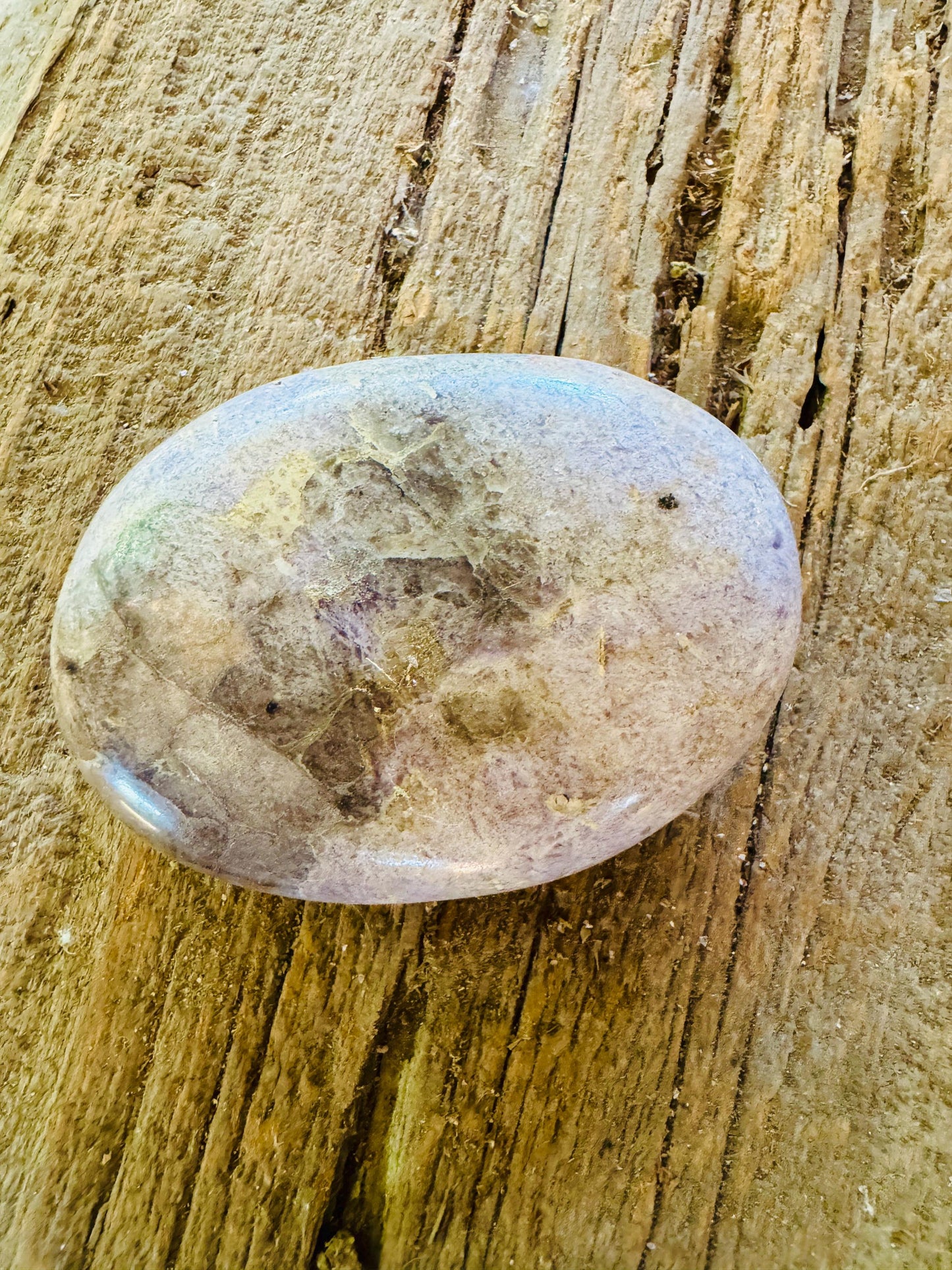 Pale Purple Lepidolite Palm Stone Specimen 237.9g From Madagascar Mineral Crystal