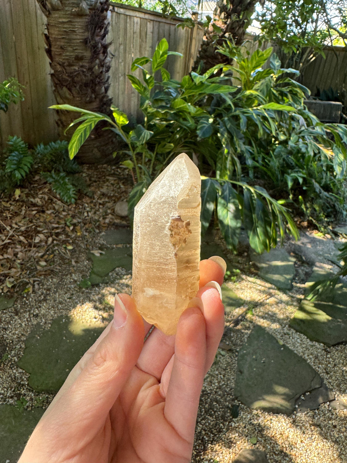 Pale Citrine Double Terminated  Quartz Point 87.3g with an etched coating From Minas Gerais Brazil Mineral Crystal