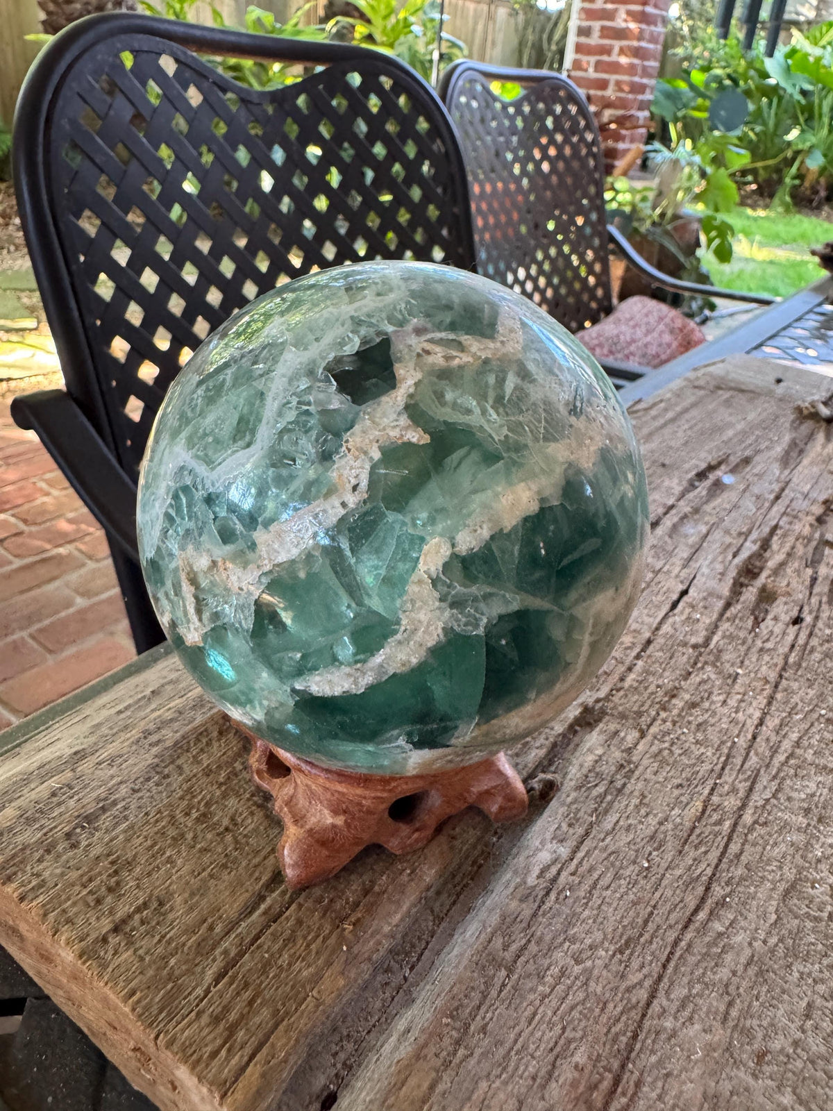 Medium Polished Rainbow Fluorite Sphere 1380g 3lb 6.7oz From Mexico, Specimen