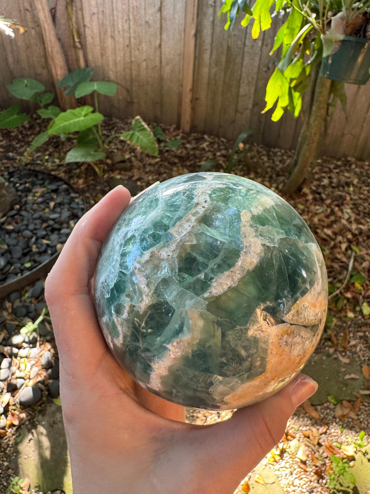 Medium Polished Rainbow Fluorite Sphere 1380g 3lb 6.7oz From Mexico, Specimen