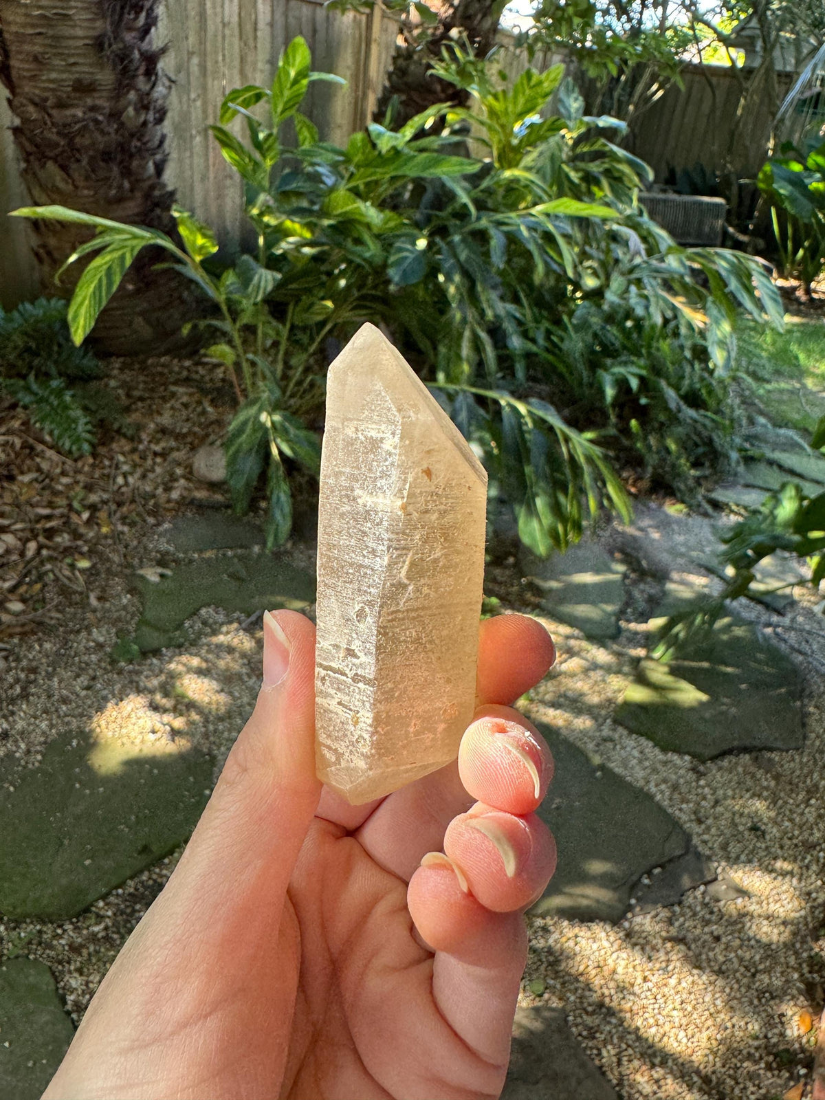 Pale Citrine Double Terminated  Quartz Point 87.3g with an etched coating From Minas Gerais Brazil Mineral Crystal