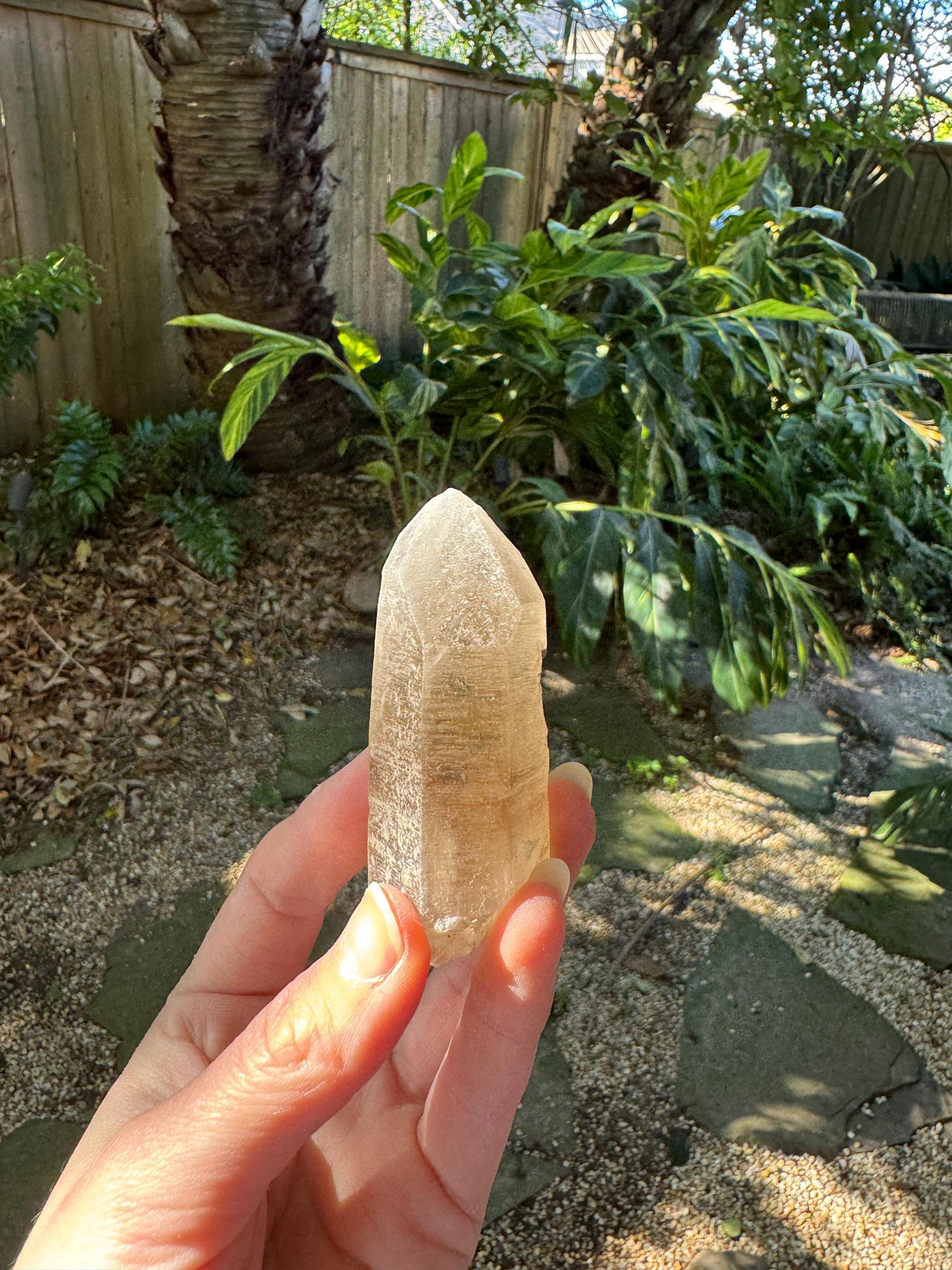 Pale Citrine Double Terminated  Quartz Point 87.3g with an etched coating From Minas Gerais Brazil Mineral Crystal