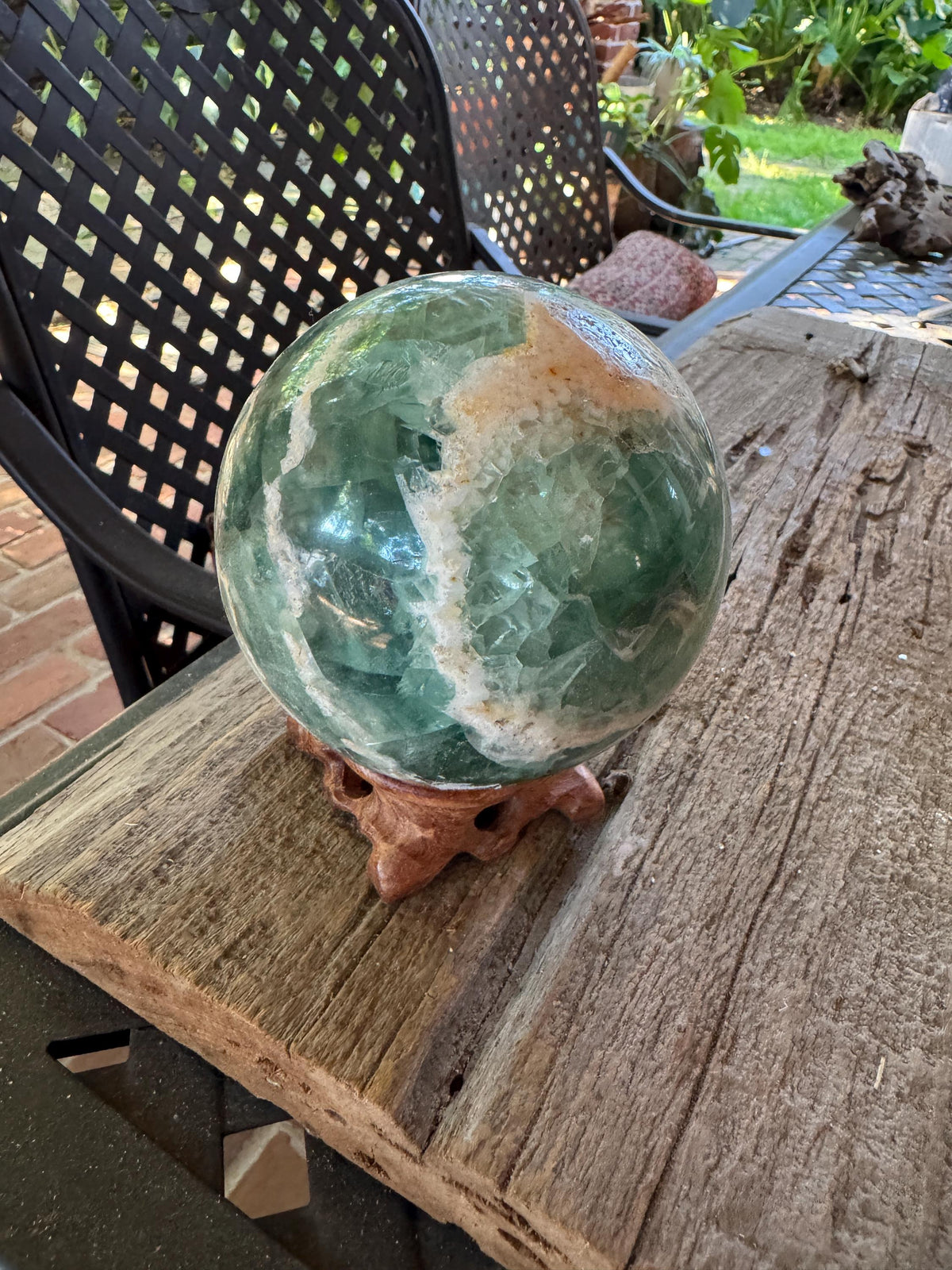 Medium Polished Rainbow Fluorite Sphere 1380g 3lb 6.7oz From Mexico, Specimen