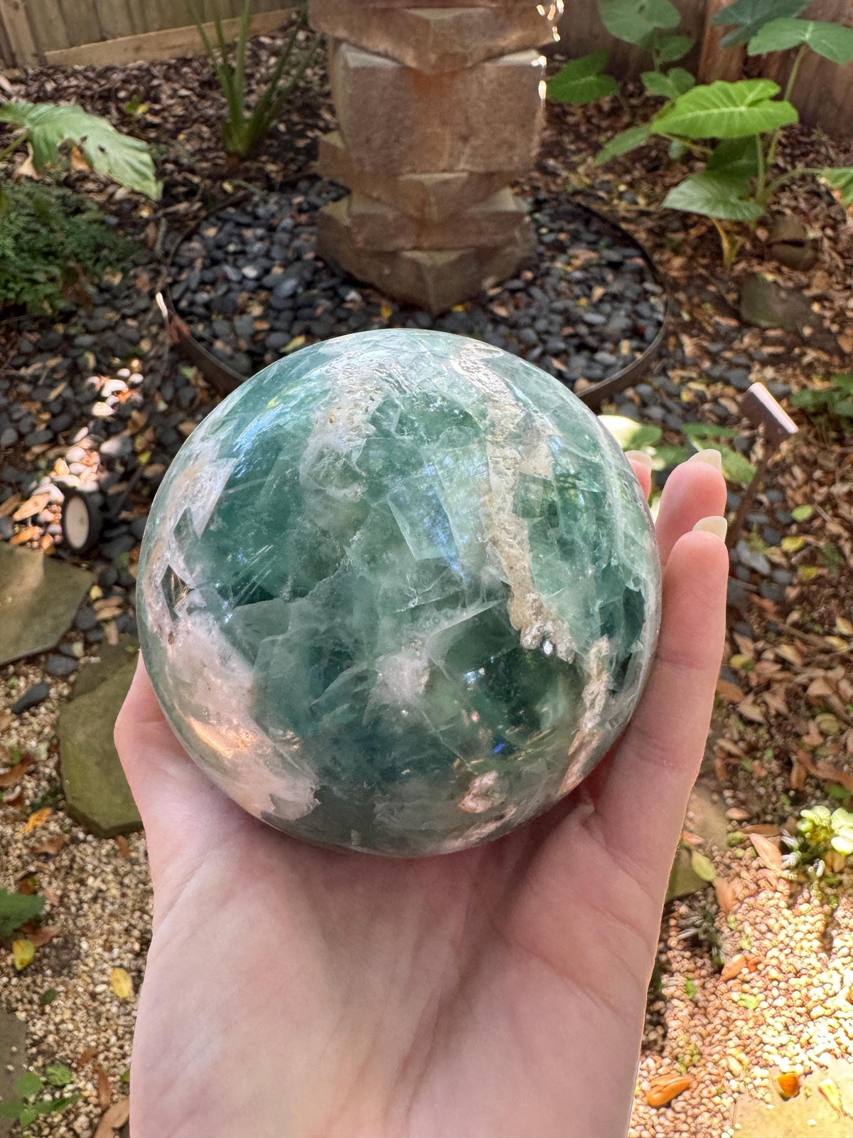 Medium Polished Rainbow Fluorite Sphere 1380g 3lb 6.7oz From Mexico, Specimen