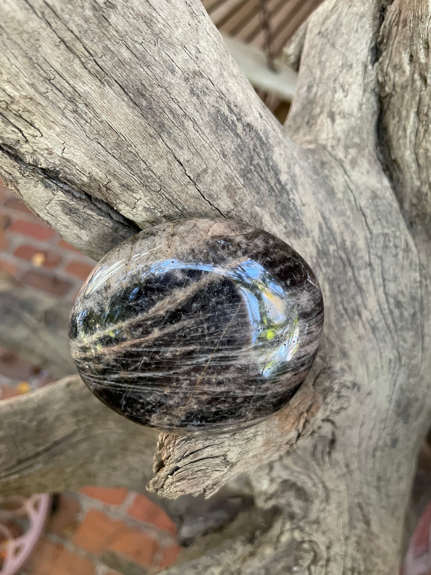 Black Moonstone Palm Stone Gallete 143.2g Specimen From Madagascar Mineral Crystal