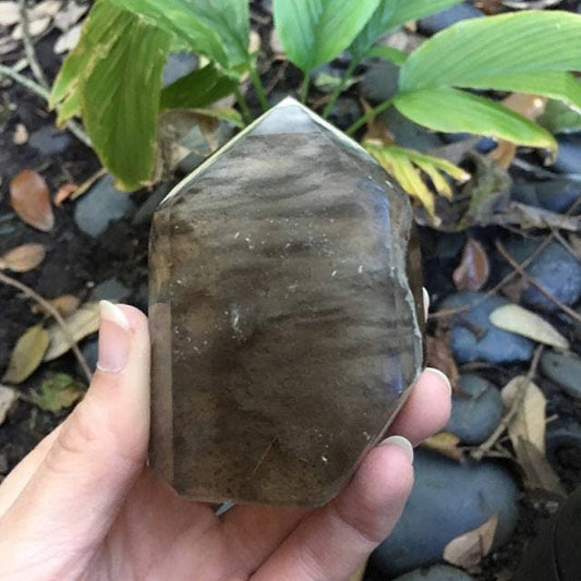 Brazilian Smokey Lodolite Garden Quartz Polished Point 190.6g Minas Gerais Metaphysical, Healing, Pagan, Wicca, Collection