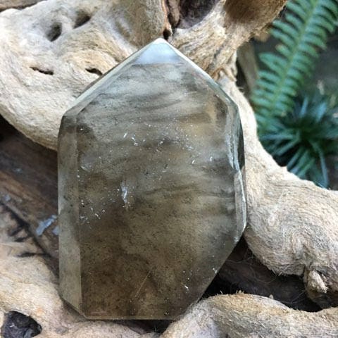 Brazilian Smokey Lodolite Garden Quartz Polished Point 190.6g Minas Gerais Metaphysical, Healing, Pagan, Wicca, Collection