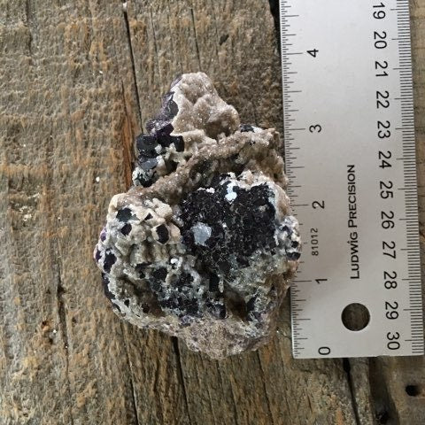 Deep Purple Cubic Fluorite and Calcite Specimen from Mina Esperanza 275g, Mexico