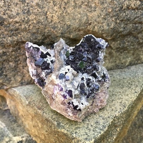 Deep Purple Cubic Fluorite and Calcite Specimen from Mina Esperanza 275g, Mexico