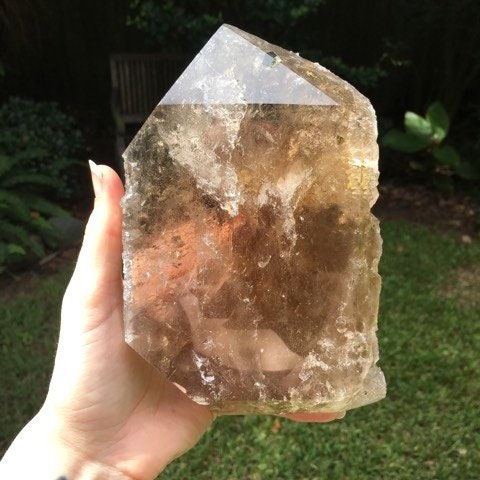 Smokey Citrine Brazilian Quartz With Tourmaline Half Polished 1710g 2lb 12.4oz Minas Gerais