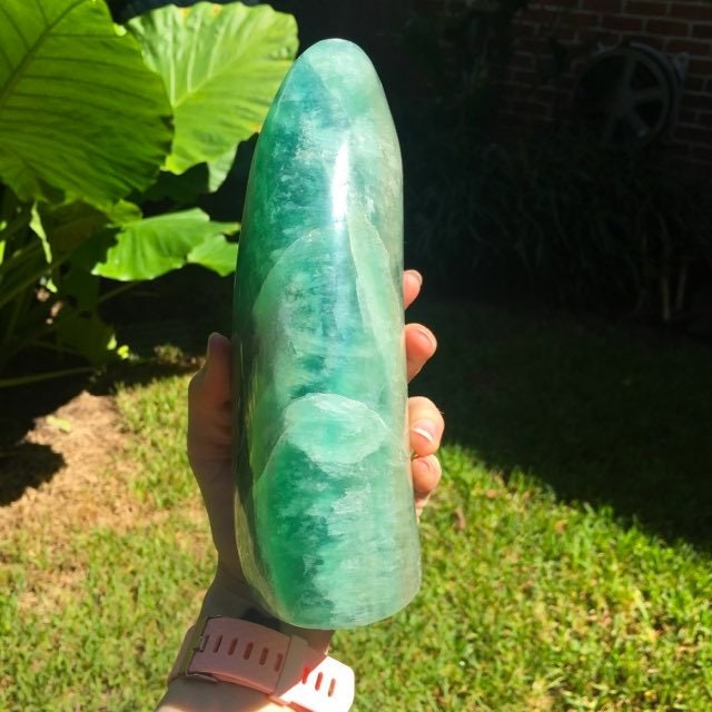 Large Polished Green Teal and Purple Fluorite Free Form Display From Madagascar 5lb 13.4oz 2650g