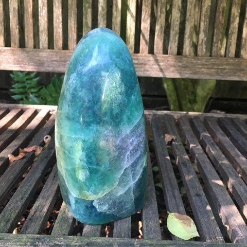 Large Polished Green Teal and Purple Fluorite Free Form Display From Madagascar 5lb 13.4oz 2650g