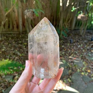 Stunning 505g Brazilian Half Polished Laser Diamantina Included Quartz Polished Point Specimen