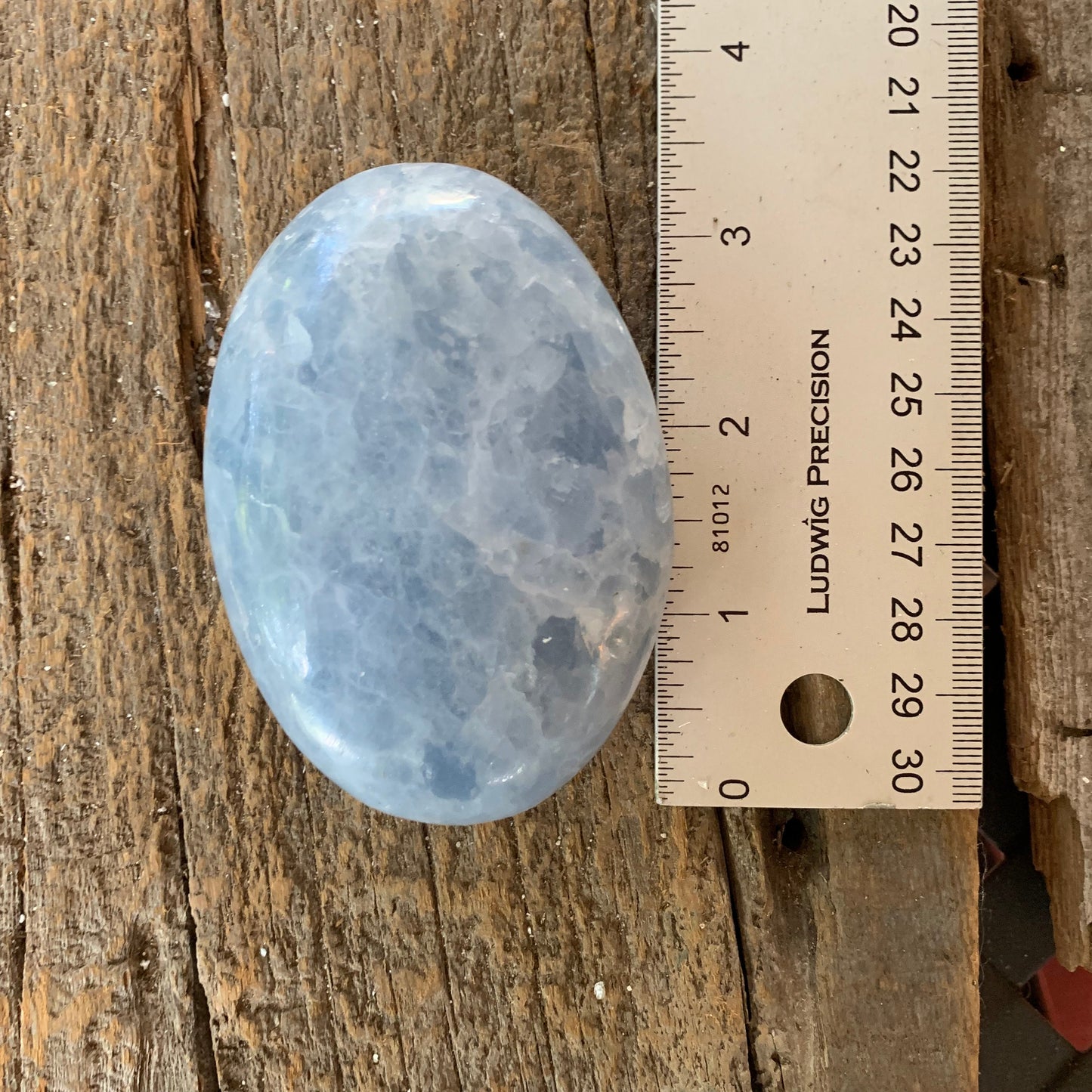 Medium Blue Calcite Palm Stone Madagascar 209g