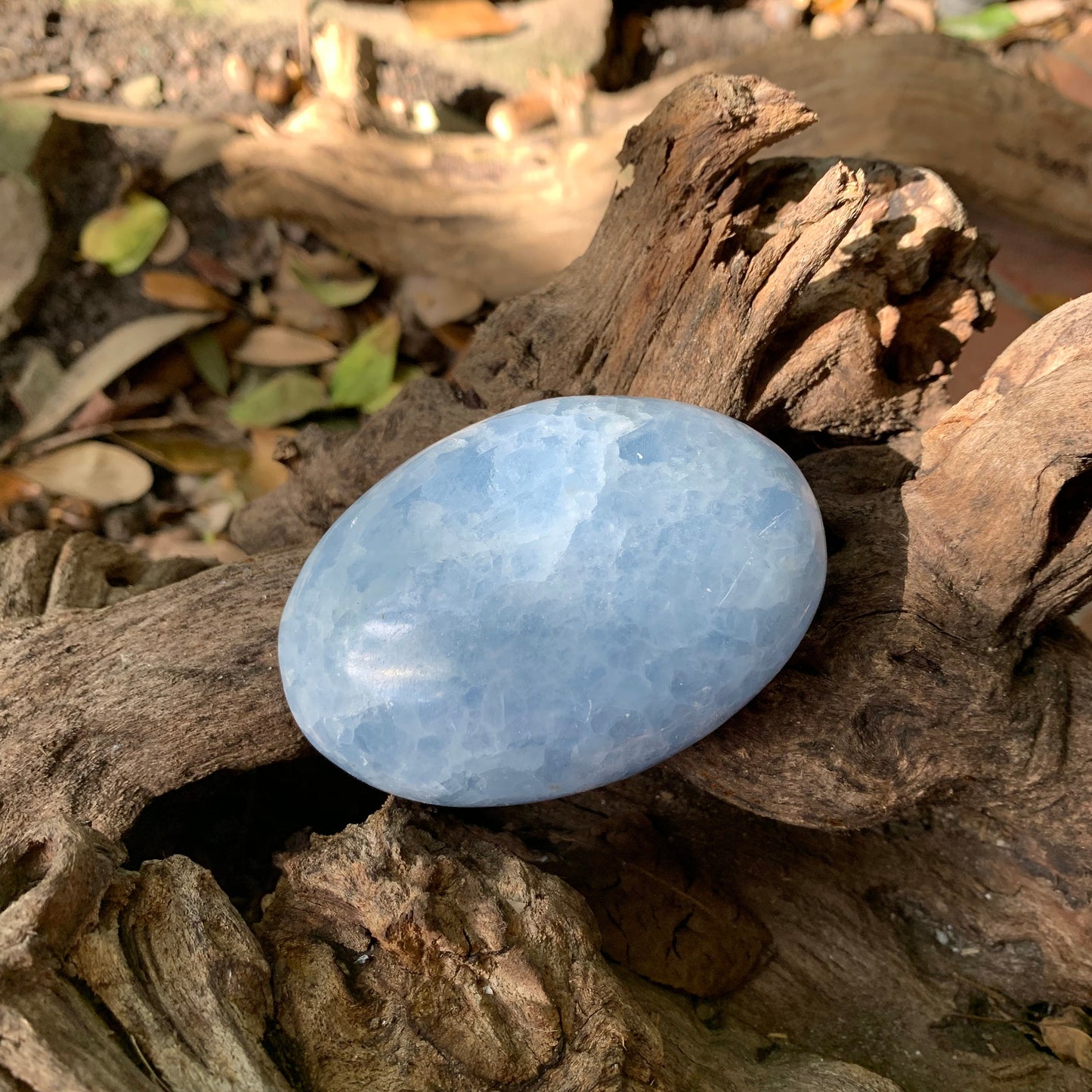 Medium Blue Calcite Palm Stone Madagascar 209g