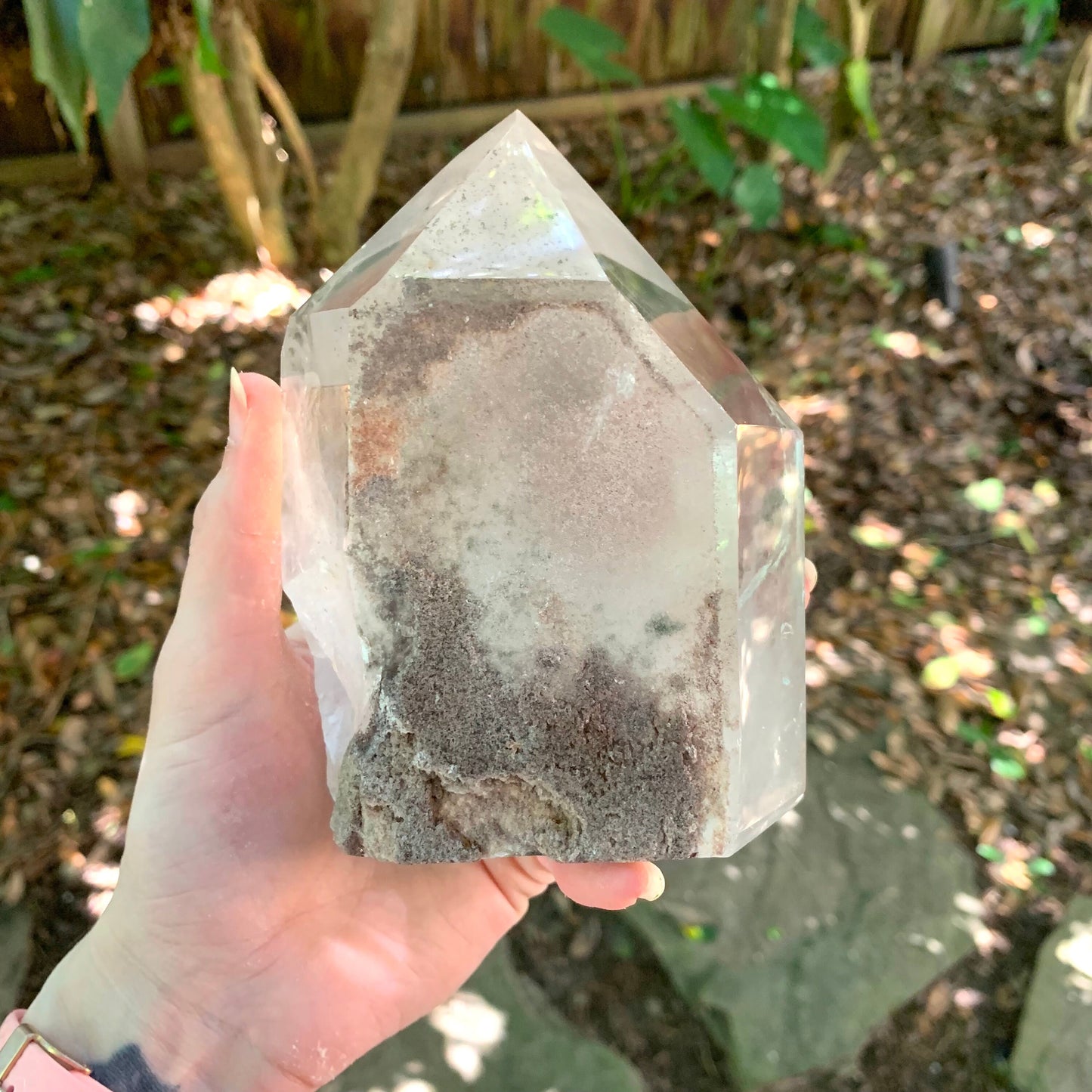 Green Chlorite & Lodolite Included Polished Phantom Quartz 1320g Specimen