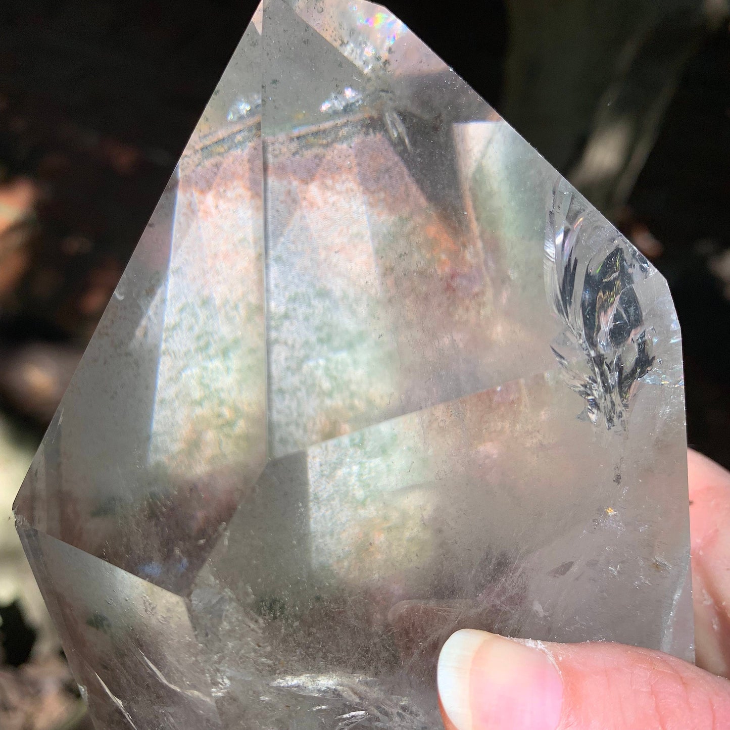 Green Chlorite & Lodolite Included Polished Phantom Quartz 1320g Specimen