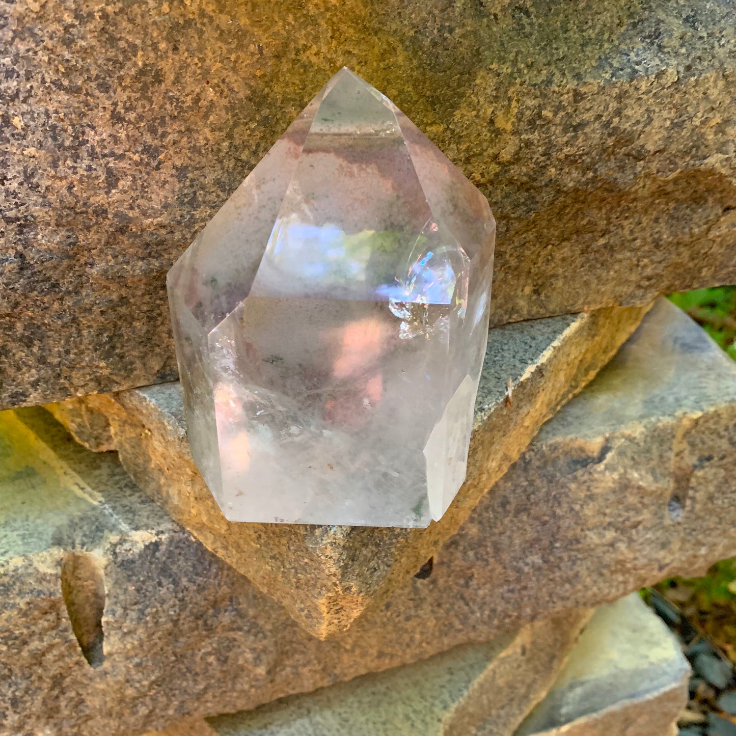 Green Chlorite & Lodolite Included Polished Phantom Quartz 1320g Specimen