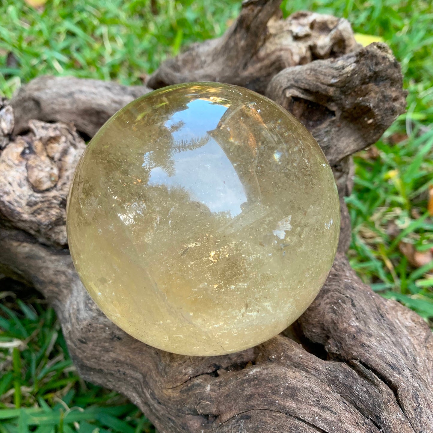 Brazilian Citrine Quartz Polished Sphere With Stand 89mm 975g Specimen