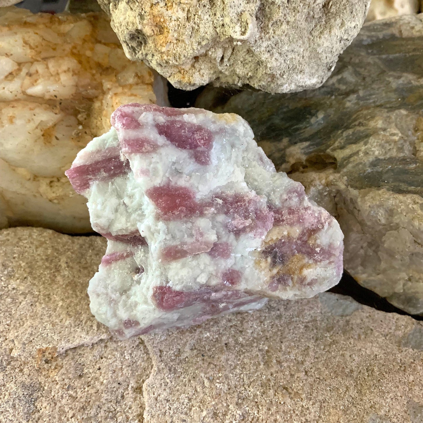 Rubellite/ Pink Tourmaline with Quartz with Lepidolite  232.5g From Minas Gerais Brazil Specimen
