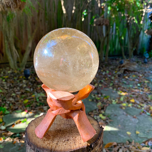 Brazilian Citrine Quartz Polished Sphere With Stand 89mm 975g Specimen