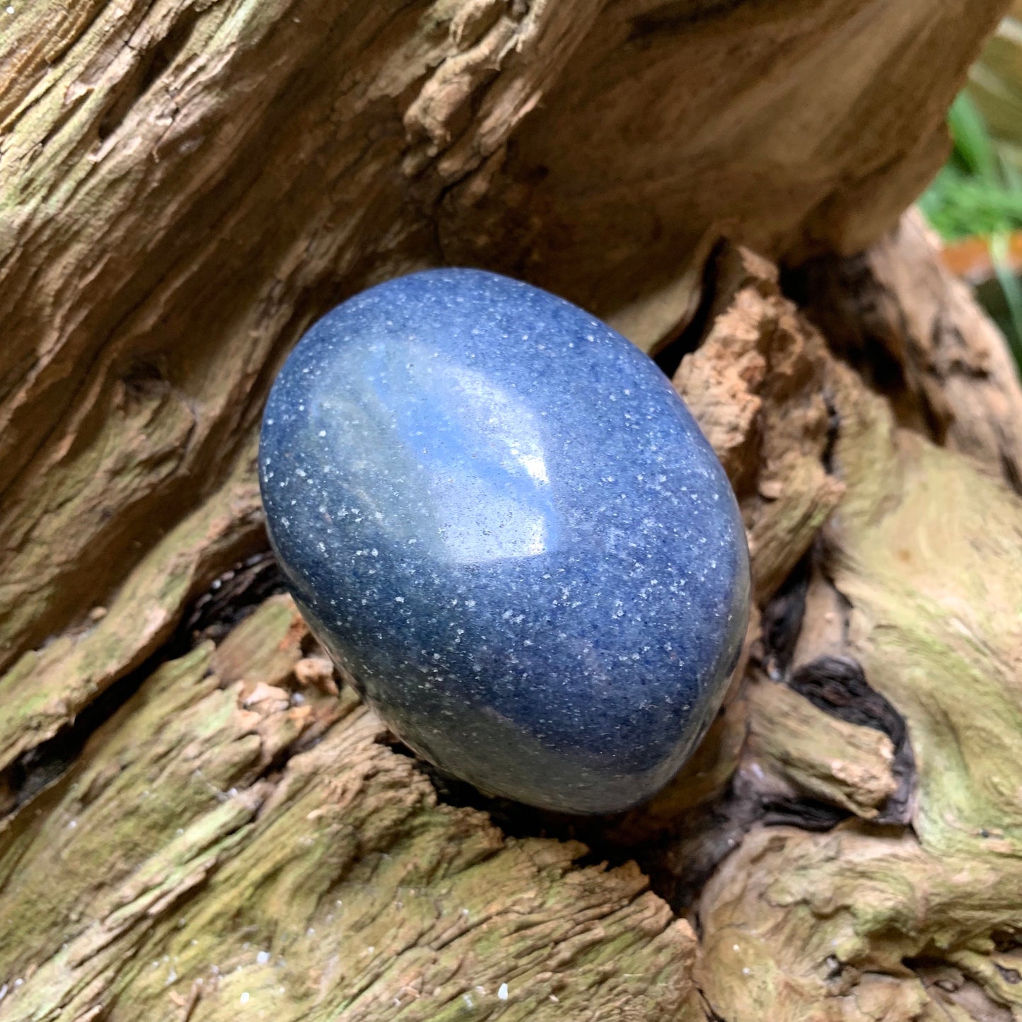 Blue Lazulite Palm Stone From Madagascar 246.6g Specimen