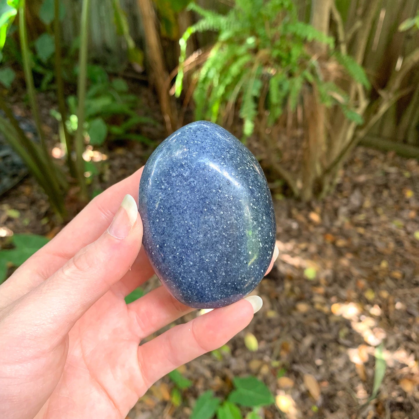 Blue Lazulite Palm Stone From Madagascar 246.6g Specimen