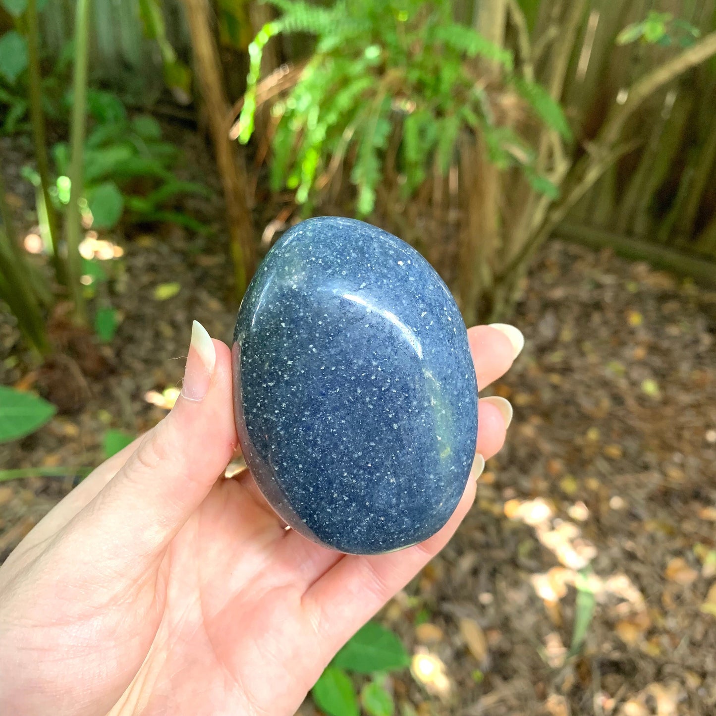 Blue Lazulite Palm Stone From Madagascar 246.6g Specimen