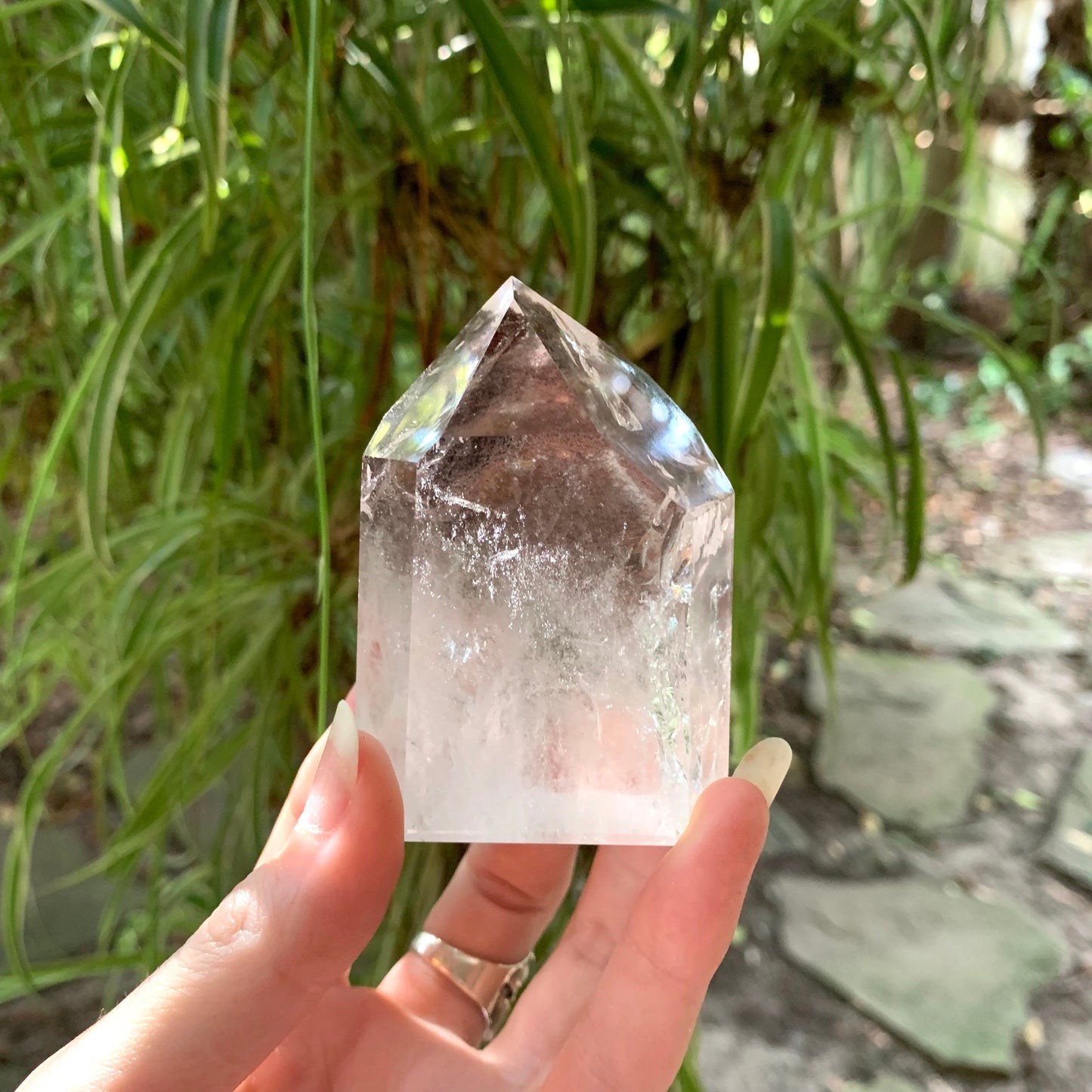 Half Polished Lodolite Garden Phantom Quartz Point 186g Specimen From Brazil