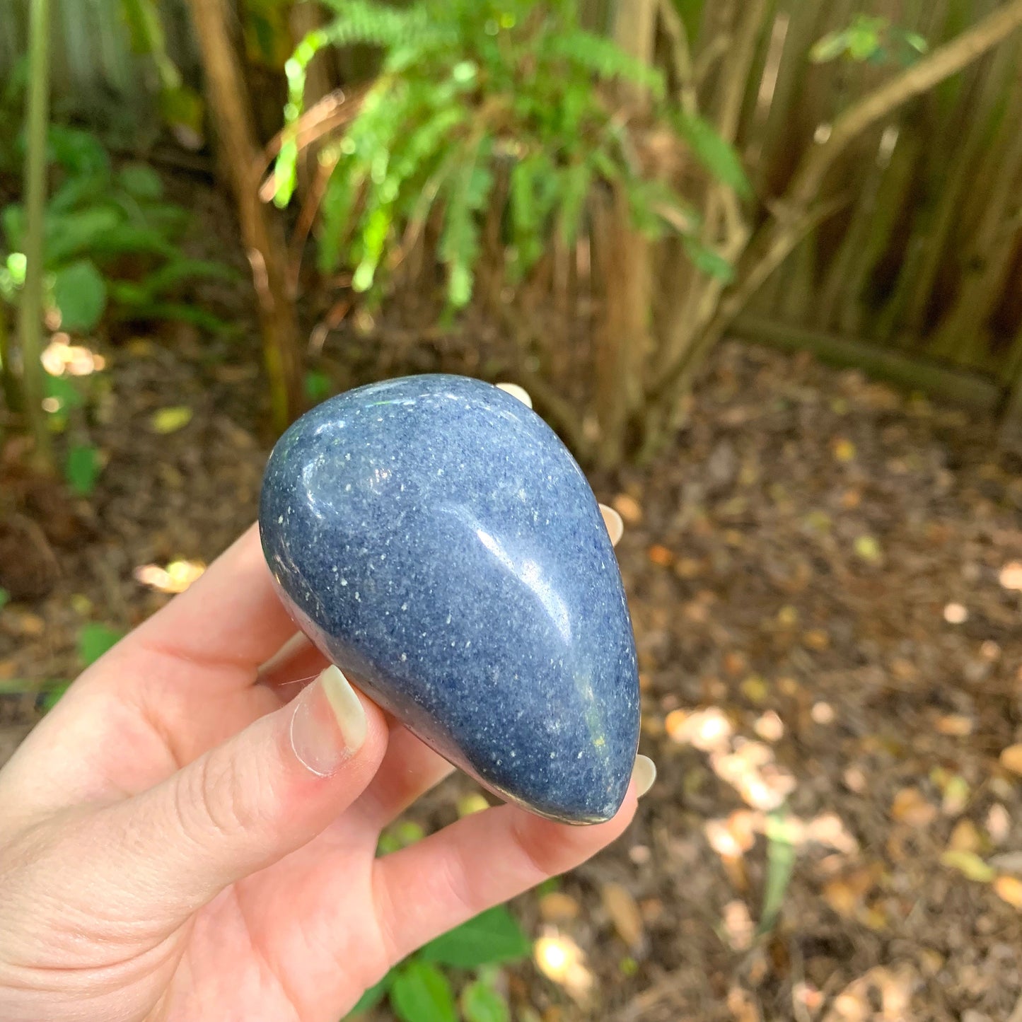 Blue Lazulite Palm Stone From Madagascar 246.6g Specimen