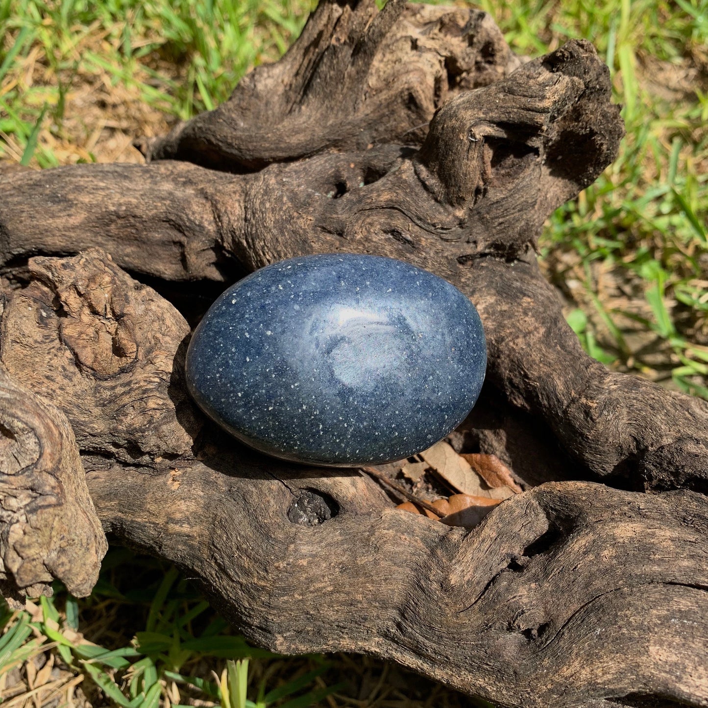 Blue Lazulite Palm Stone From Madagascar 246.6g Specimen