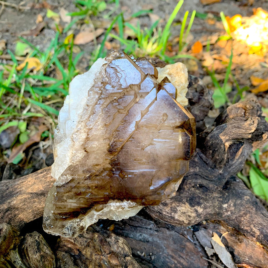Smokey Elesital Quartz With Feldspar 595g from Minas Gerais Brazil