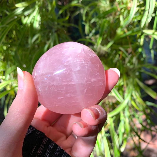 Polished Rose Quartz Palm Stone From Madagascar 137.2g Specimen