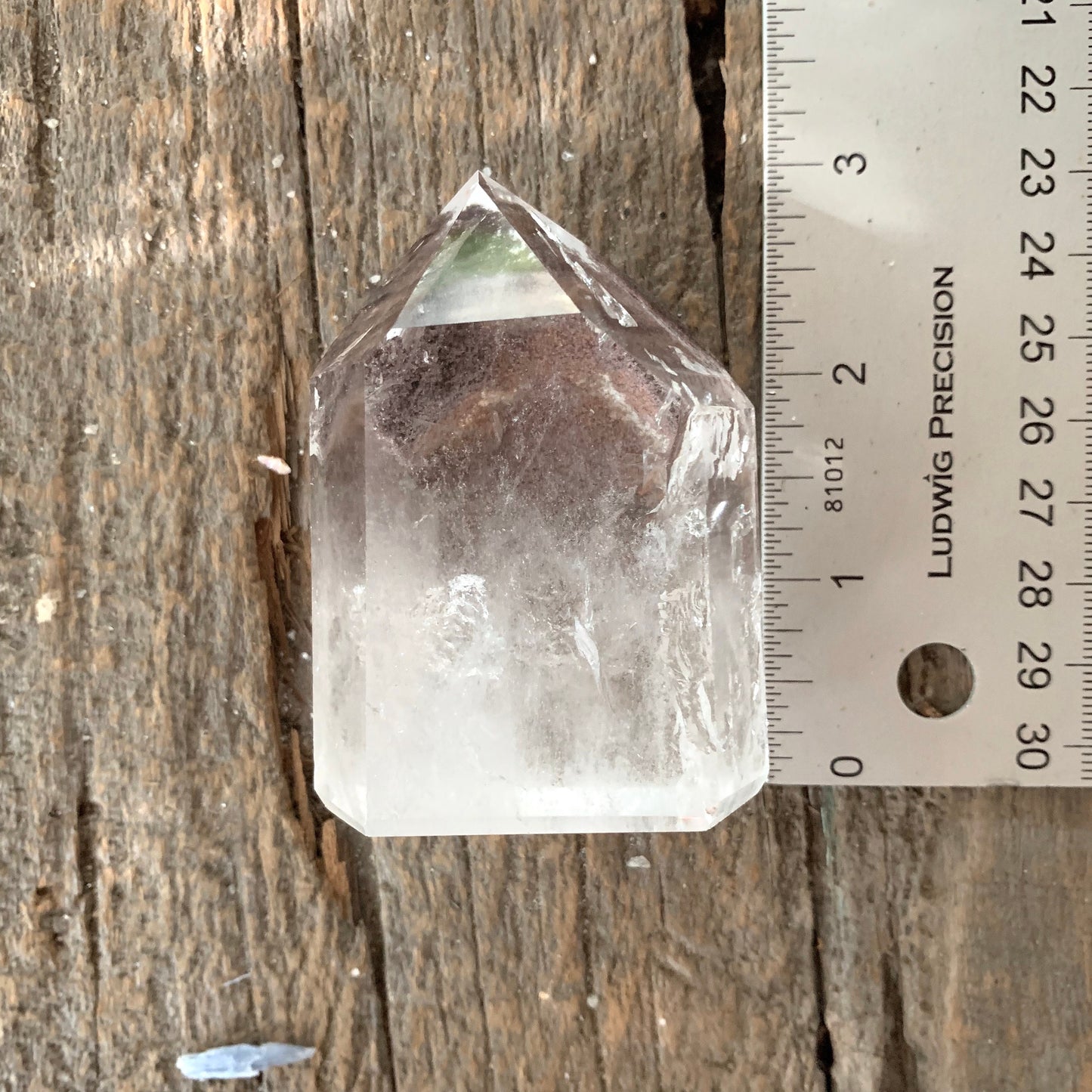 Half Polished Lodolite Garden Phantom Quartz Point 186g Specimen From Brazil