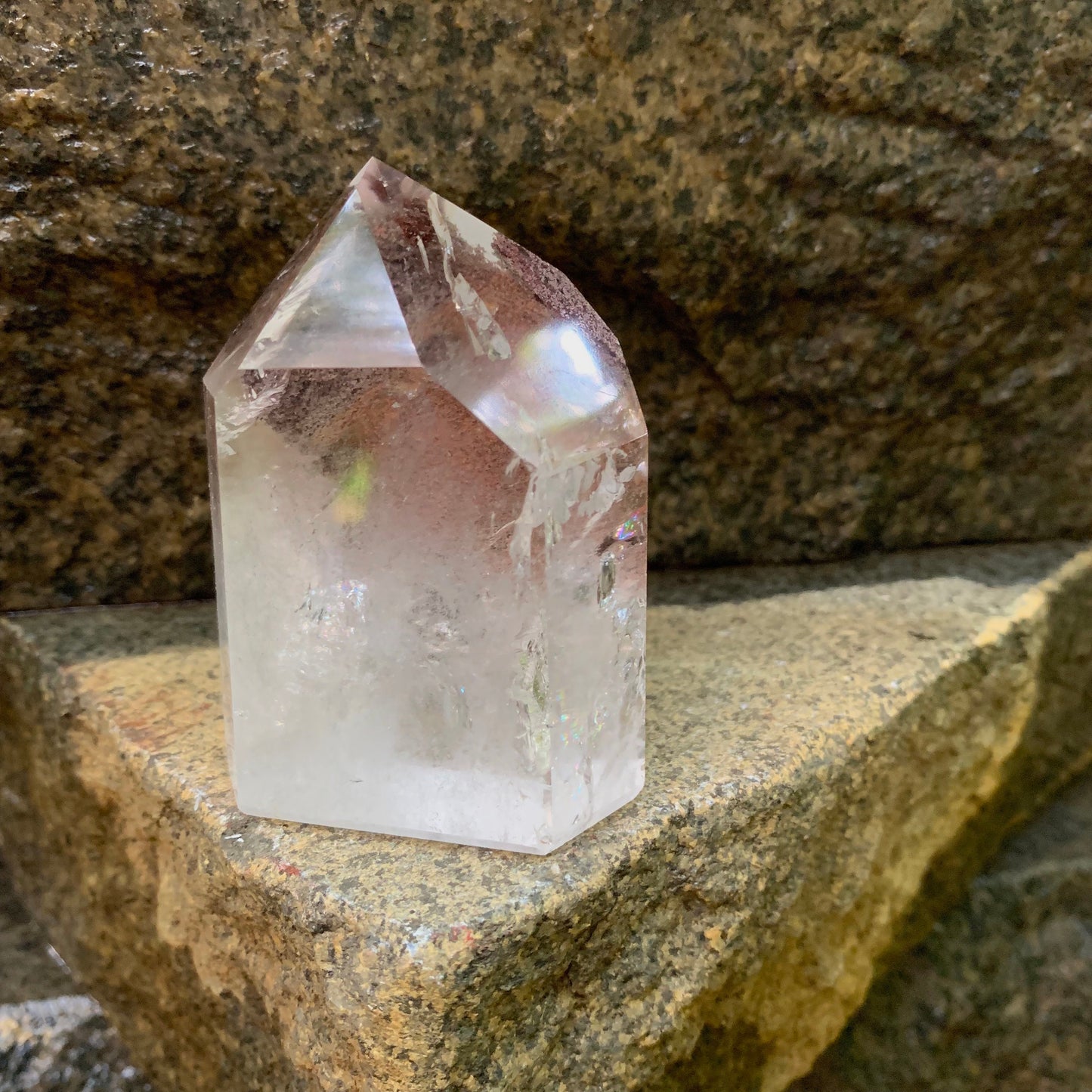 Half Polished Lodolite Garden Phantom Quartz Point 186g Specimen From Brazil