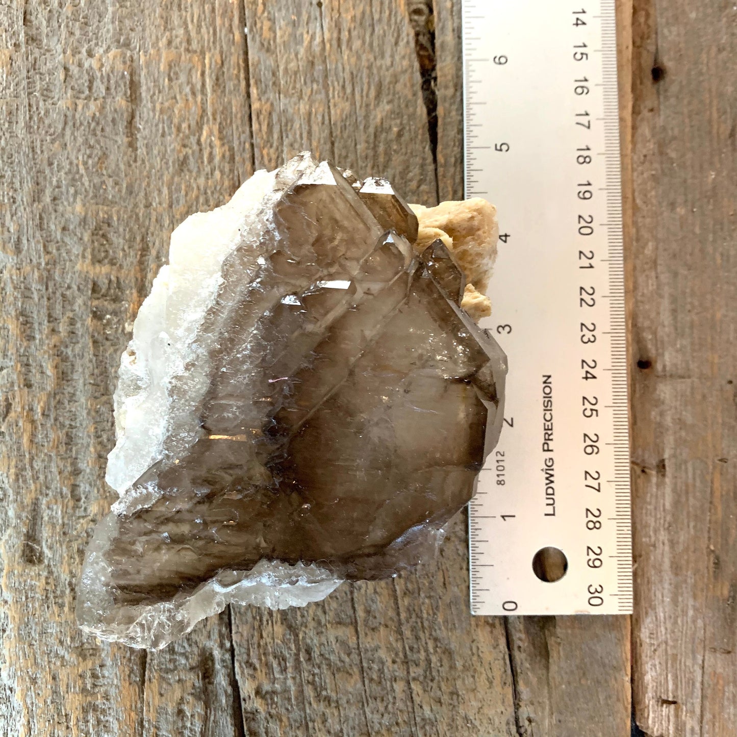 Smokey Elesital Quartz With Feldspar 595g from Minas Gerais Brazil