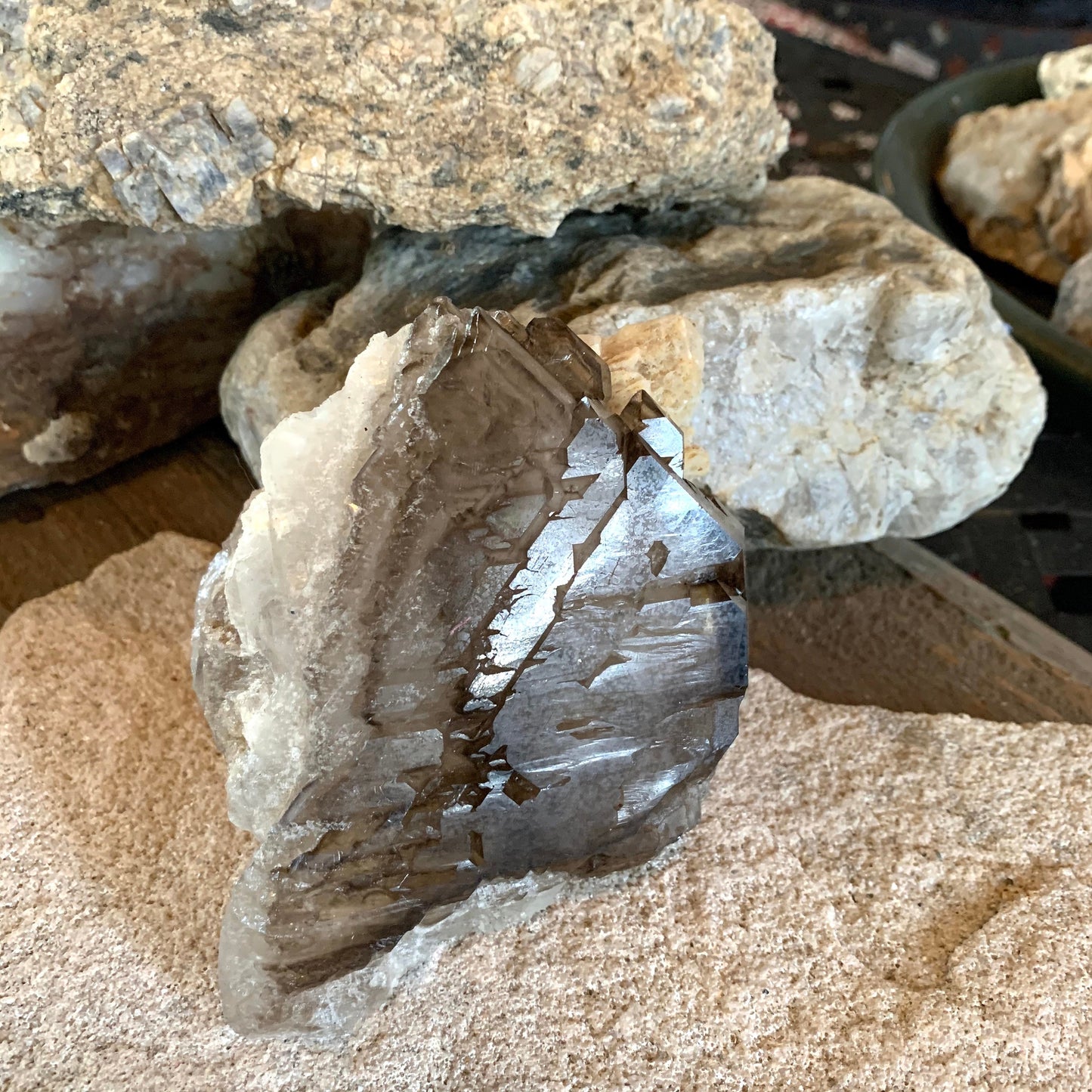 Smokey Elesital Quartz With Feldspar 595g from Minas Gerais Brazil