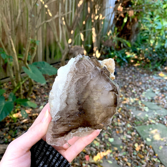Smokey Elesital Quartz With Feldspar 595g from Minas Gerais Brazil
