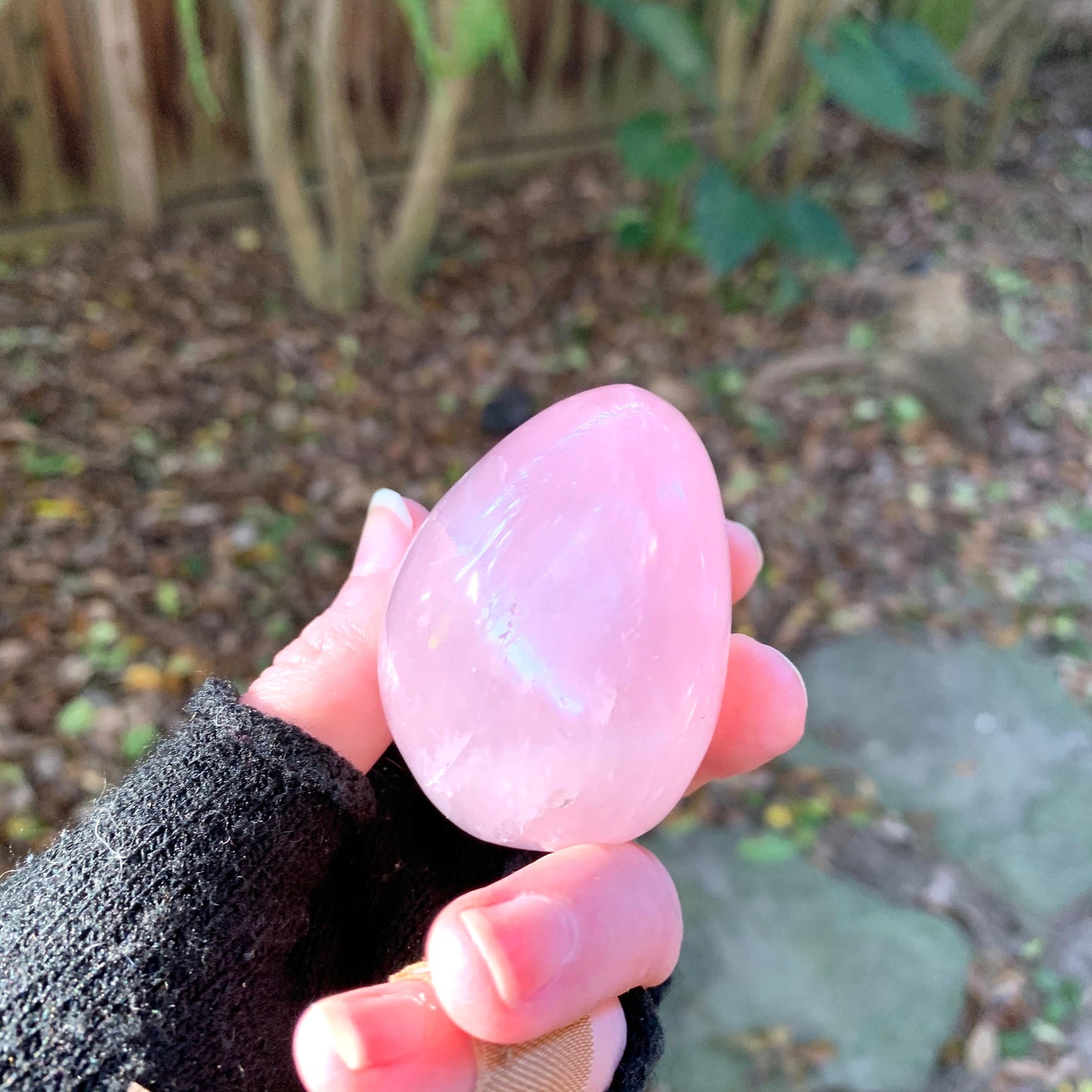 Polished Rose Quartz Palm Stone From Madagascar 153.8g Specimen