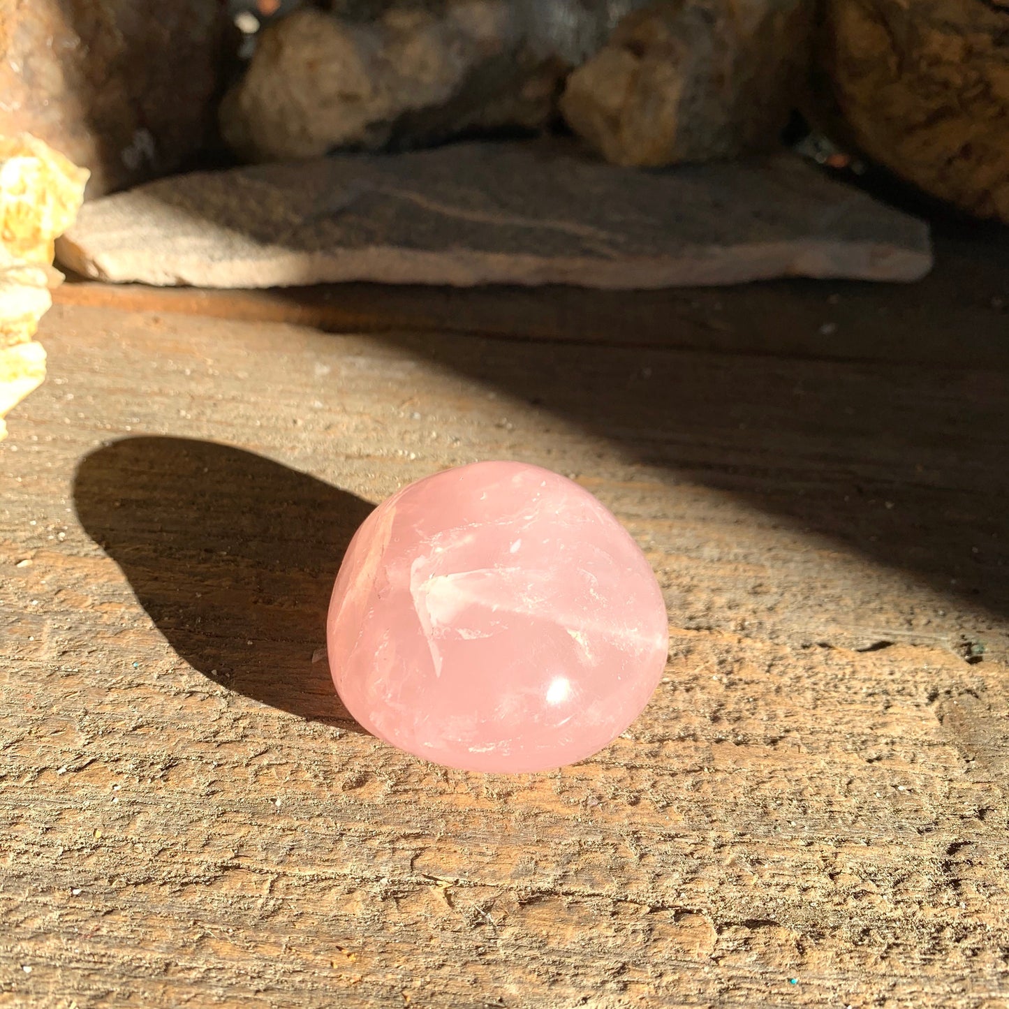 Polished Rose Quartz Palm Stone From Madagascar 153.8g Specimen