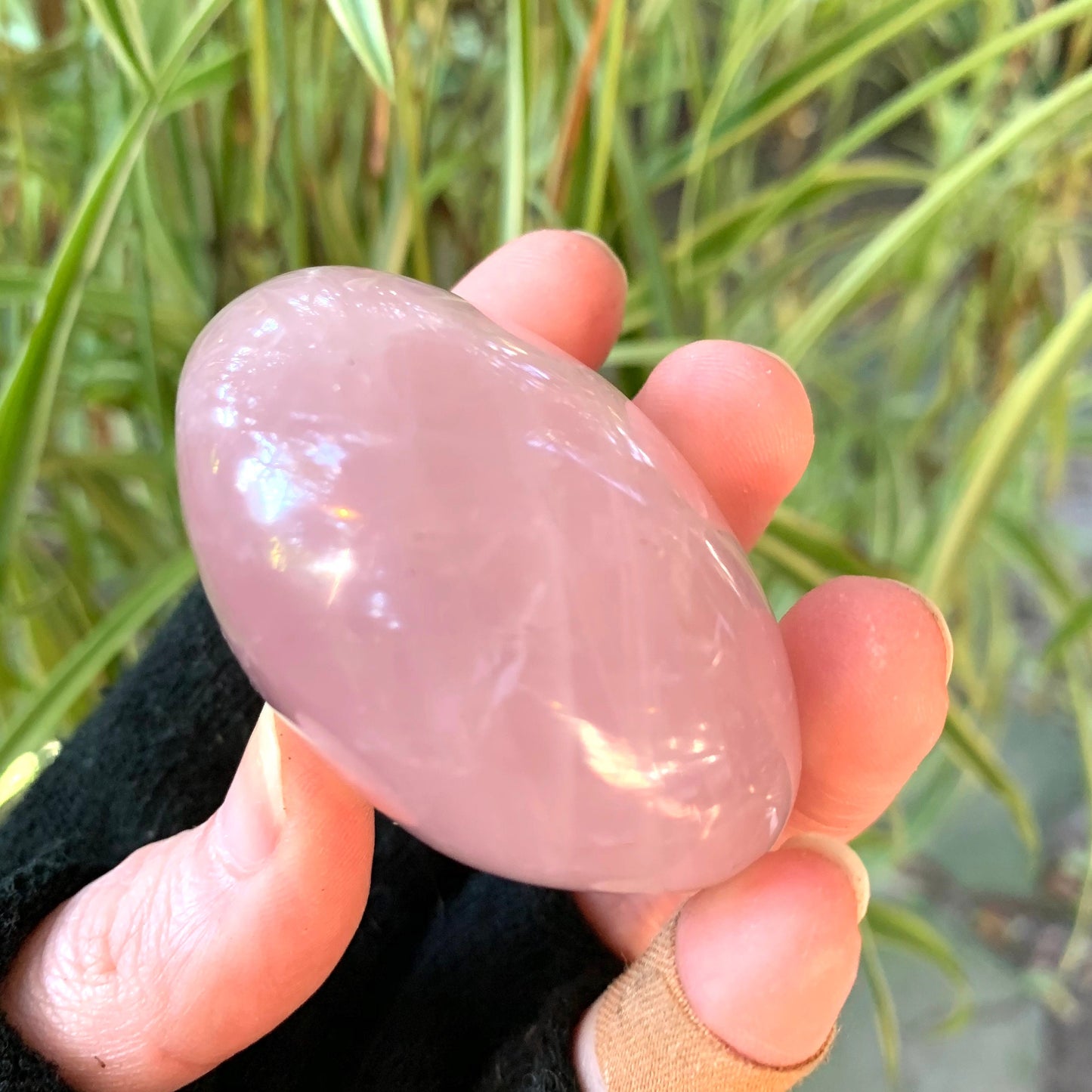 Polished Rose Quartz Palm Stone From Madagascar 128g Specimen