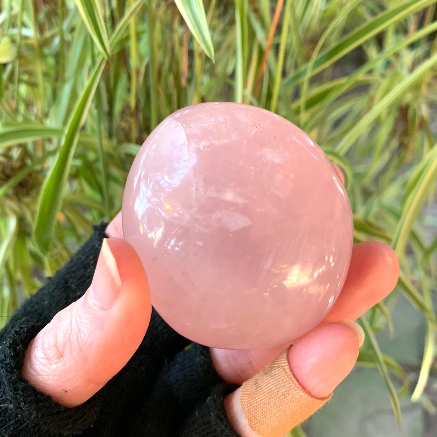 Polished Rose Quartz Palm Stone From Madagascar 128g Specimen