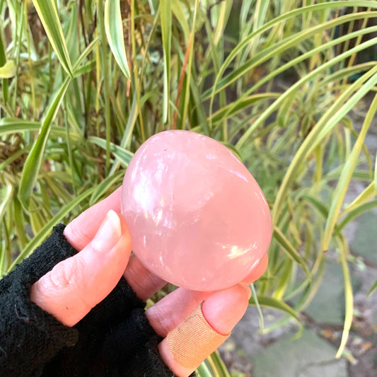 Polished Rose Quartz Palm Stone From Madagascar 128g Specimen