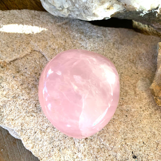 Polished Rose Quartz Palm Stone From Madagascar 128g Specimen