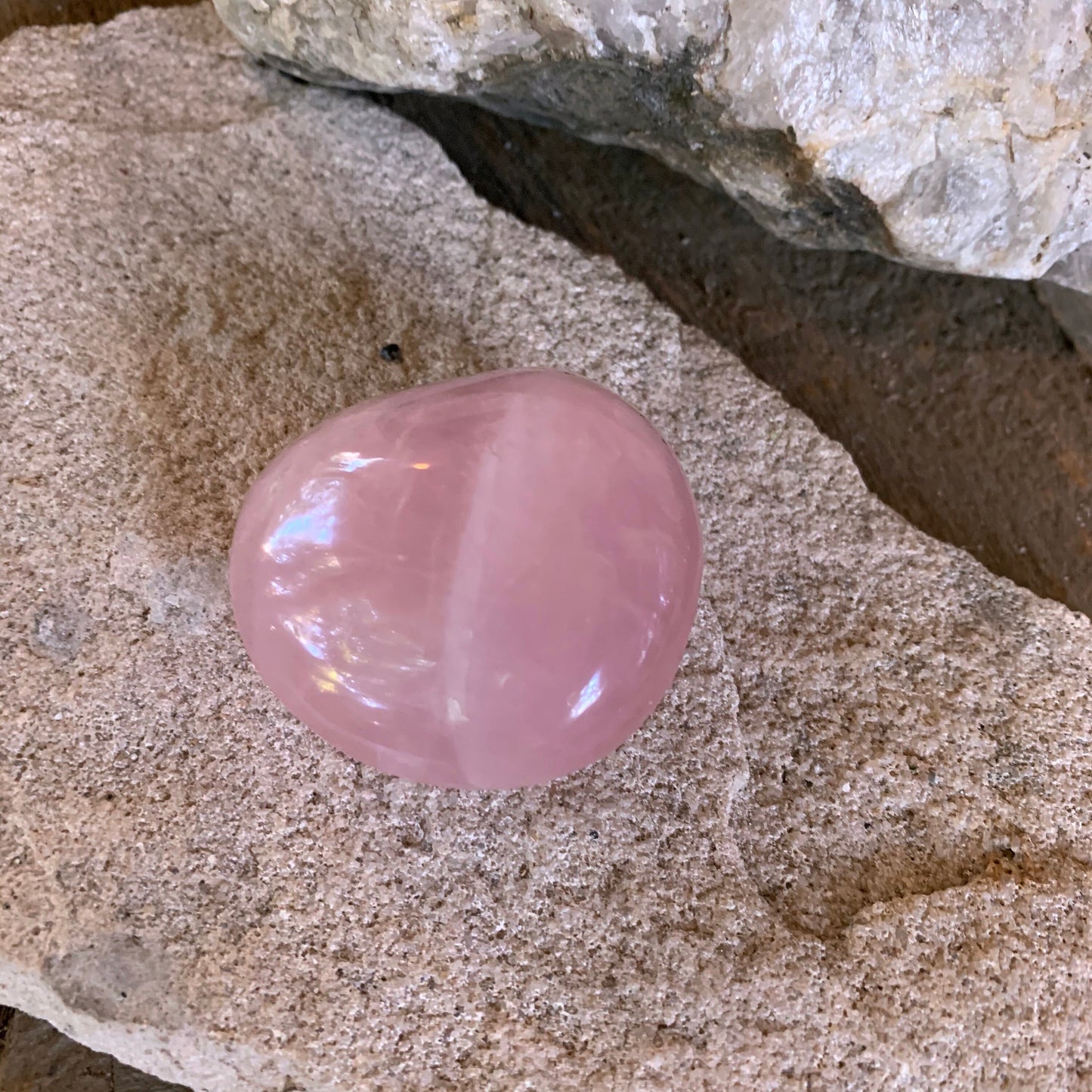 Polished Rose Quartz Palm Stone From Madagascar 137.2g Specimen