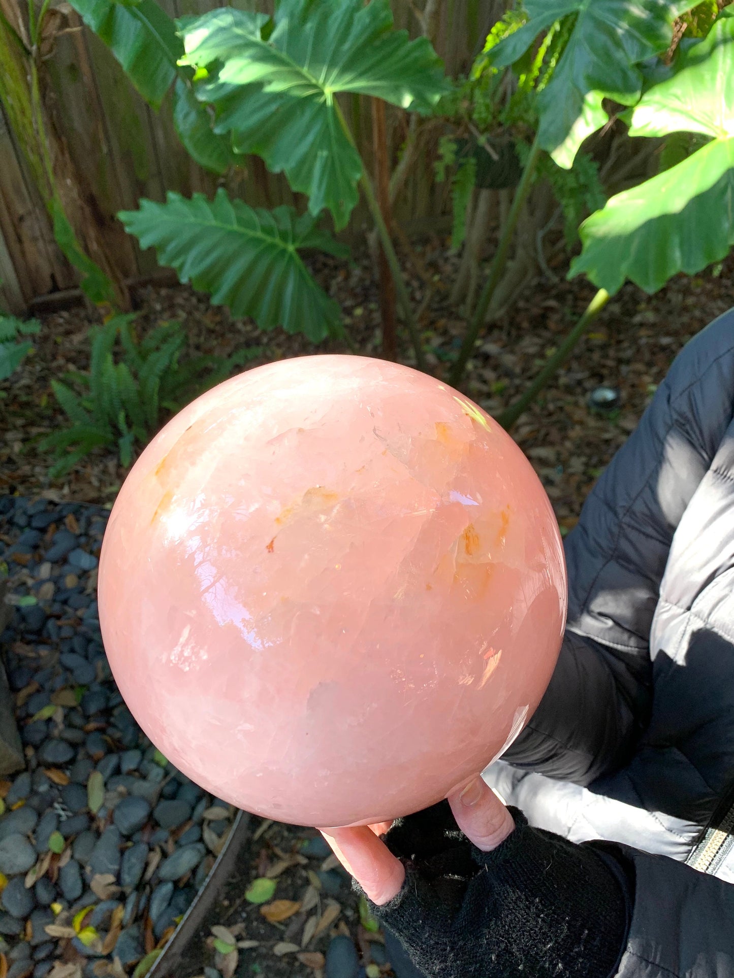 Very Large Polished Rose Quartz Sphere From Brazil 7" 178mm. 18lb 4.7oz 8.29kg with Wood Stand