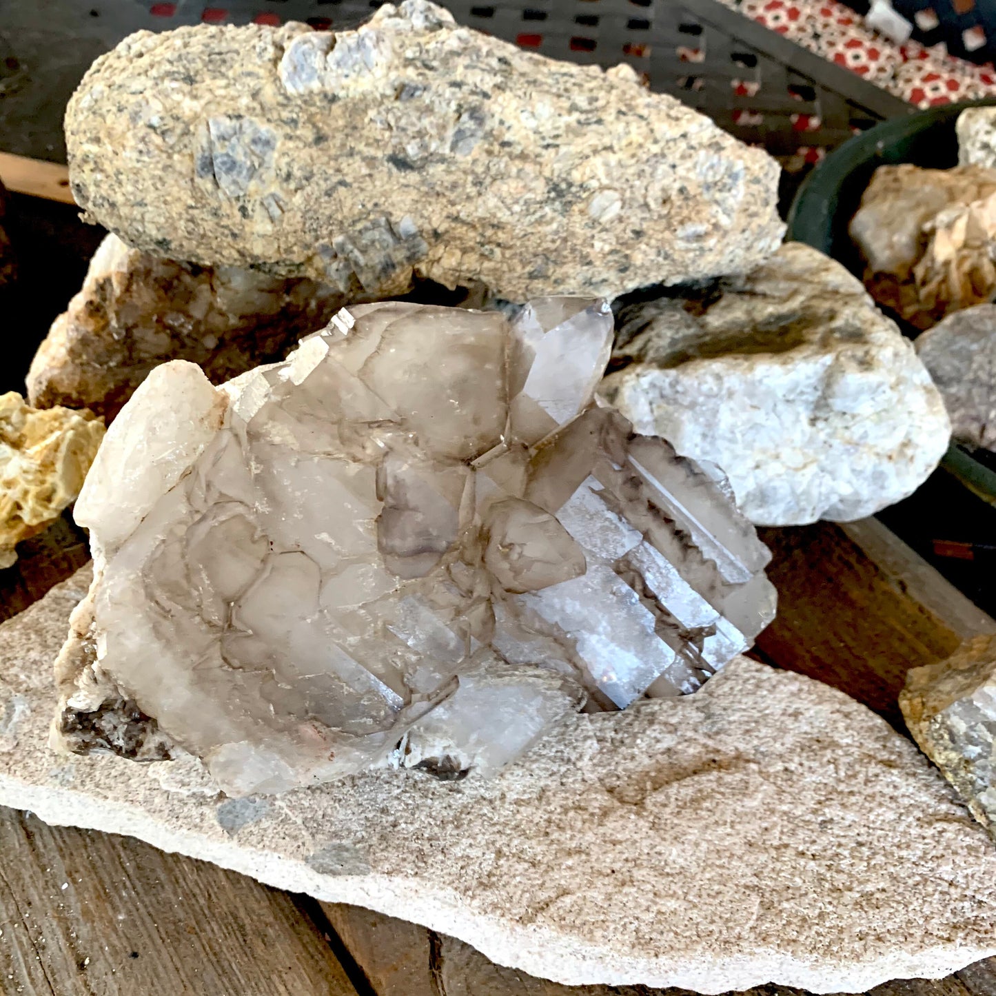 Smokey Elesital Quartz Specimen With Albite and Mica from Minas Gerais Brazil, 1820g 4lbs