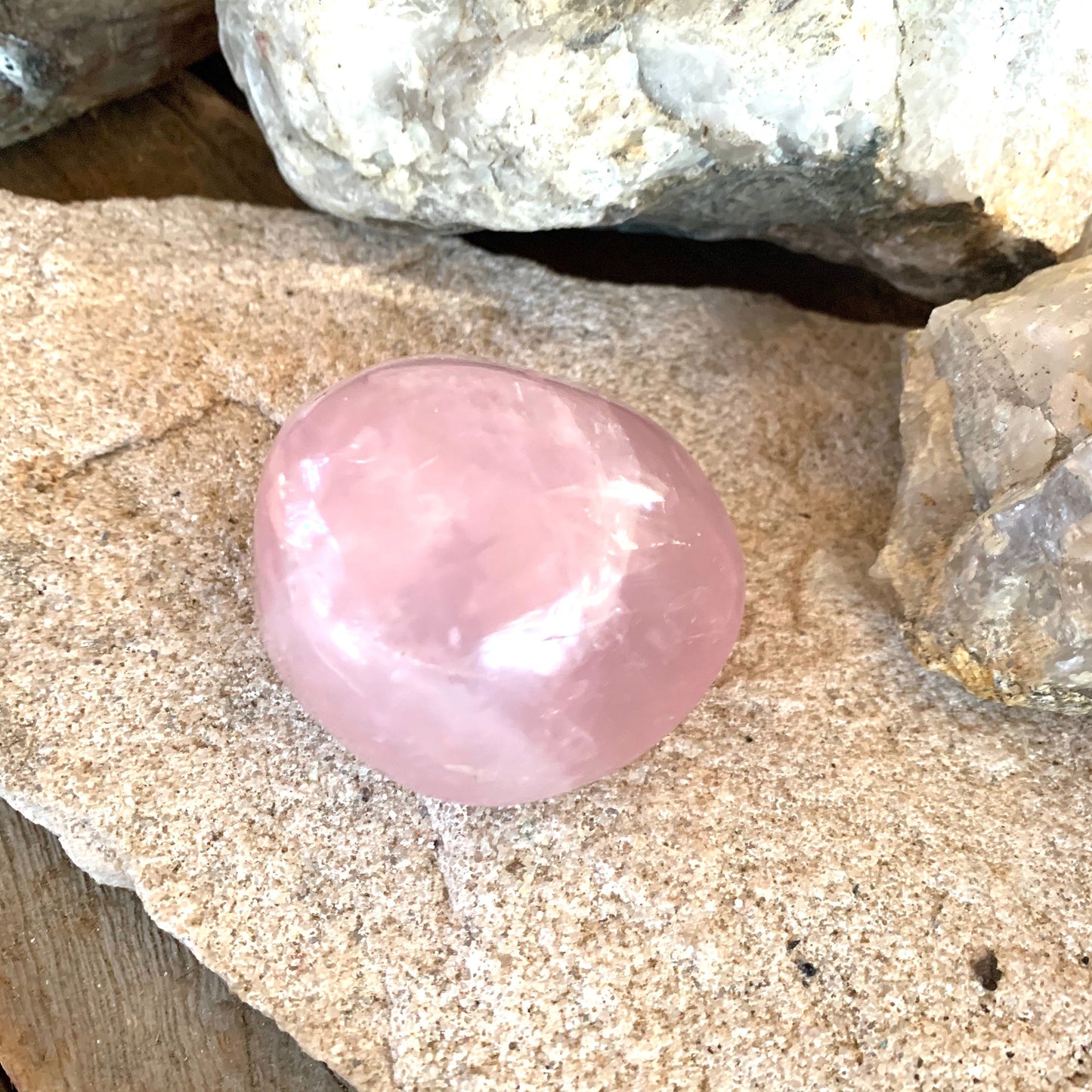 Polished Rose Quartz Palm Stone From Madagascar 153.8g Specimen