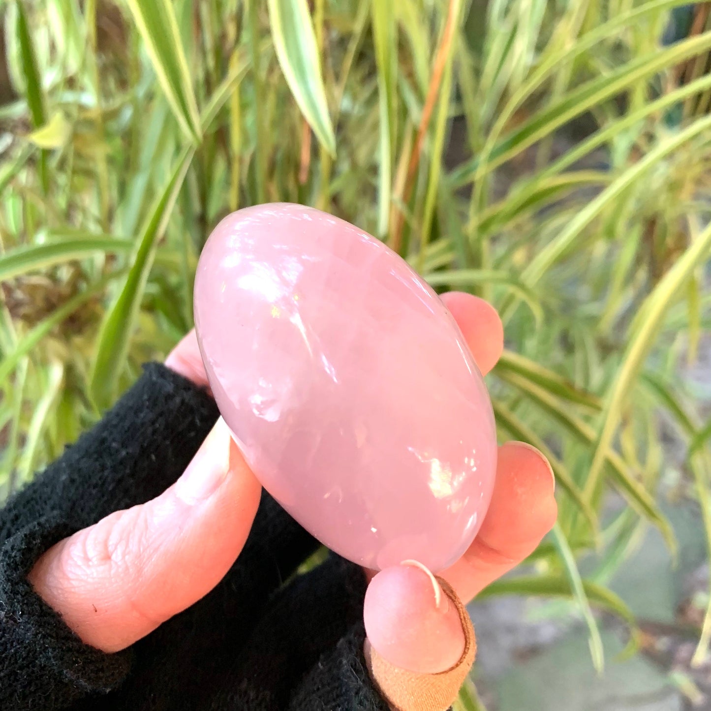 Polished Rose Quartz Palm Stone From Madagascar 128g Specimen